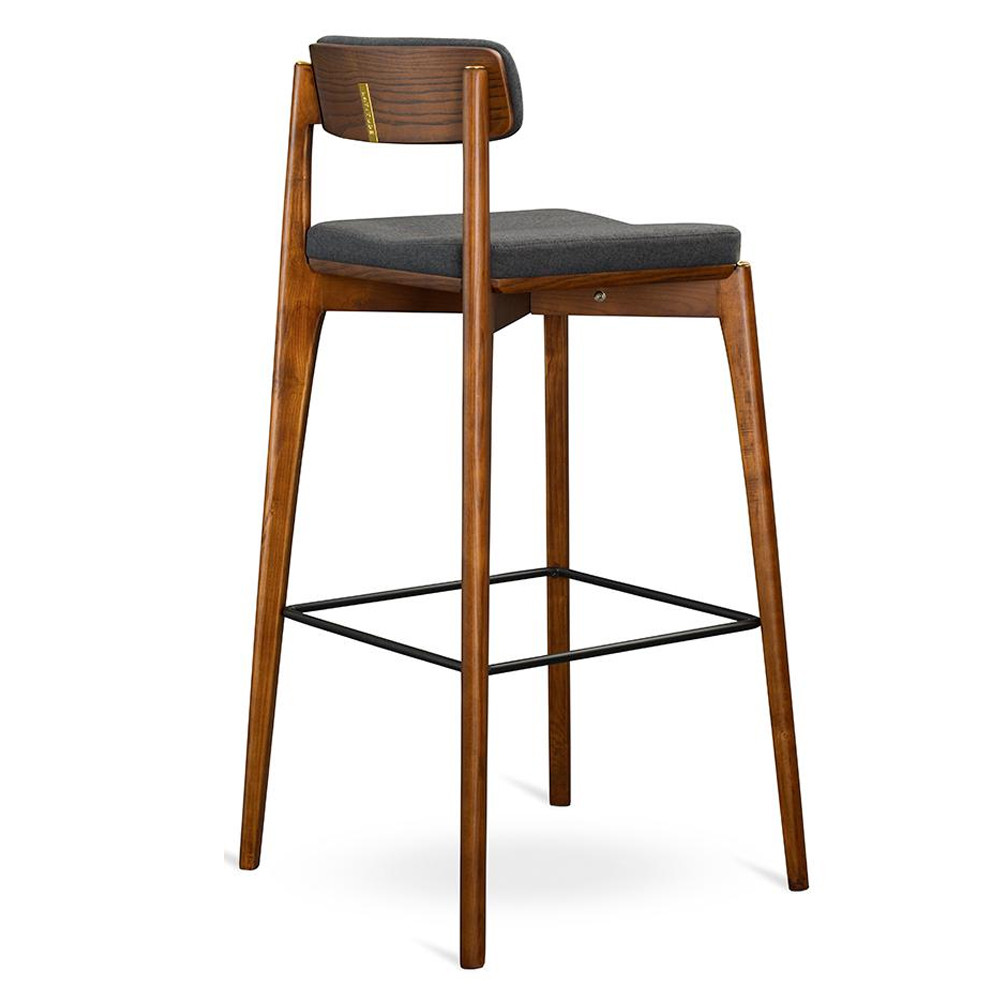 Барный стул из массива ясеня с обивкой из рогожки Elegant Ash