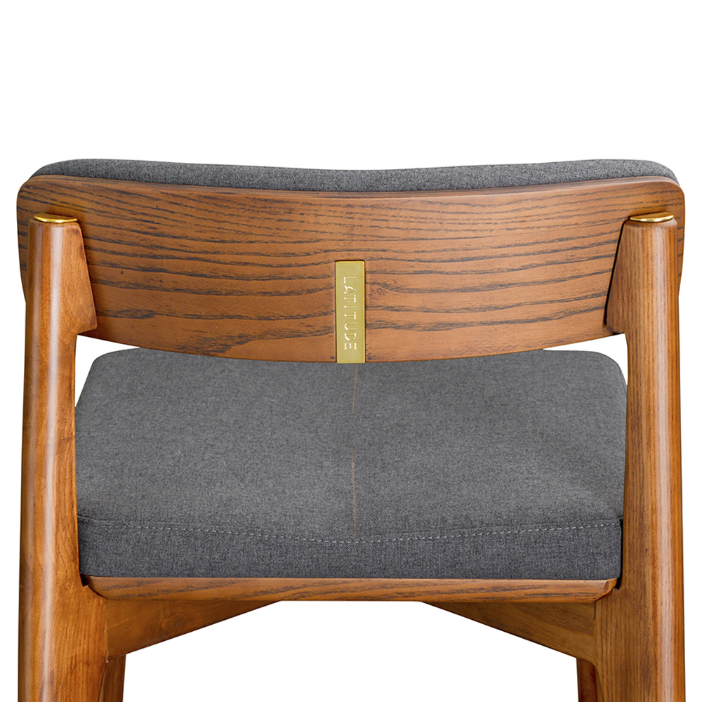 Барный стул из массива ясеня с обивкой из рогожки Elegant Ash