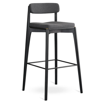Барный стул из массива ясеня с обивкой из рогожки Elegant Ash Shape