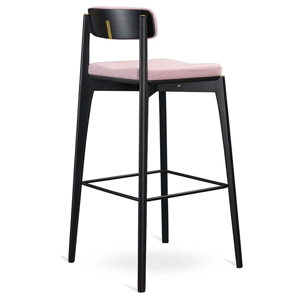 Барный стул из массива ясеня с обивкой из рогожки Elegant Ash Shape