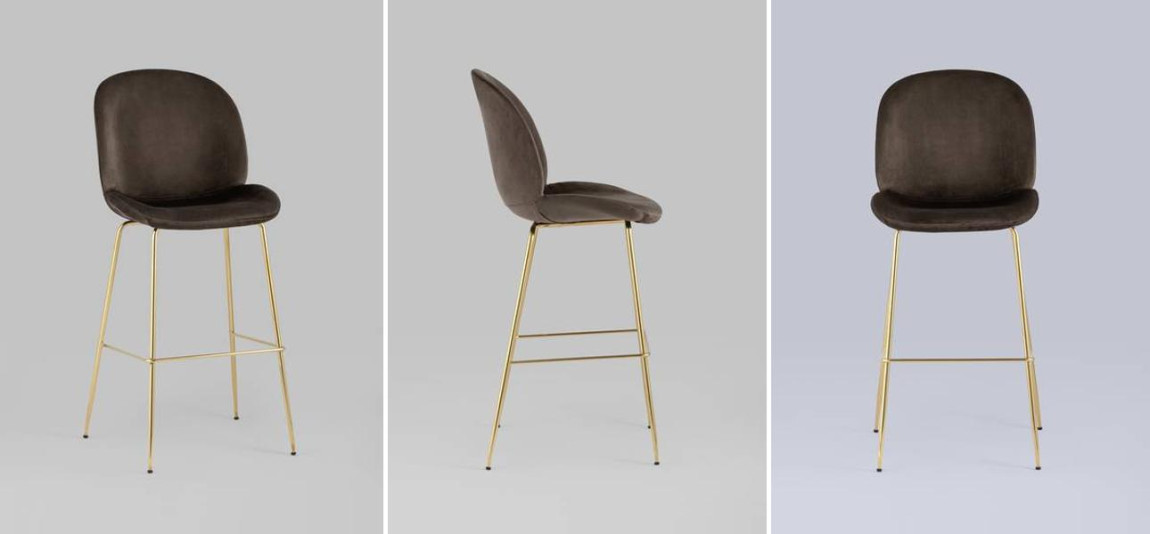 Барный Стул Коричневый Велюр Vendramin Chair