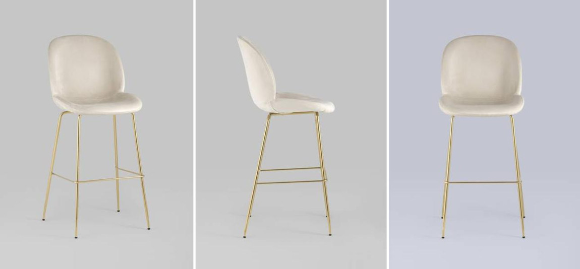 Барный Стул Молочный Велюр Vendramin Chair