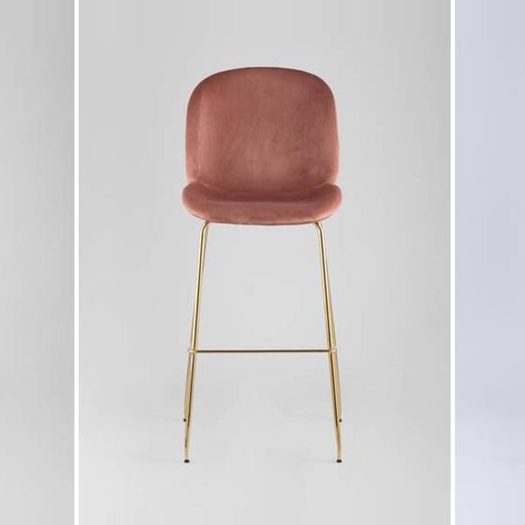 Барный Стул Пыльно-Розовый Велюр Vendramin Chair