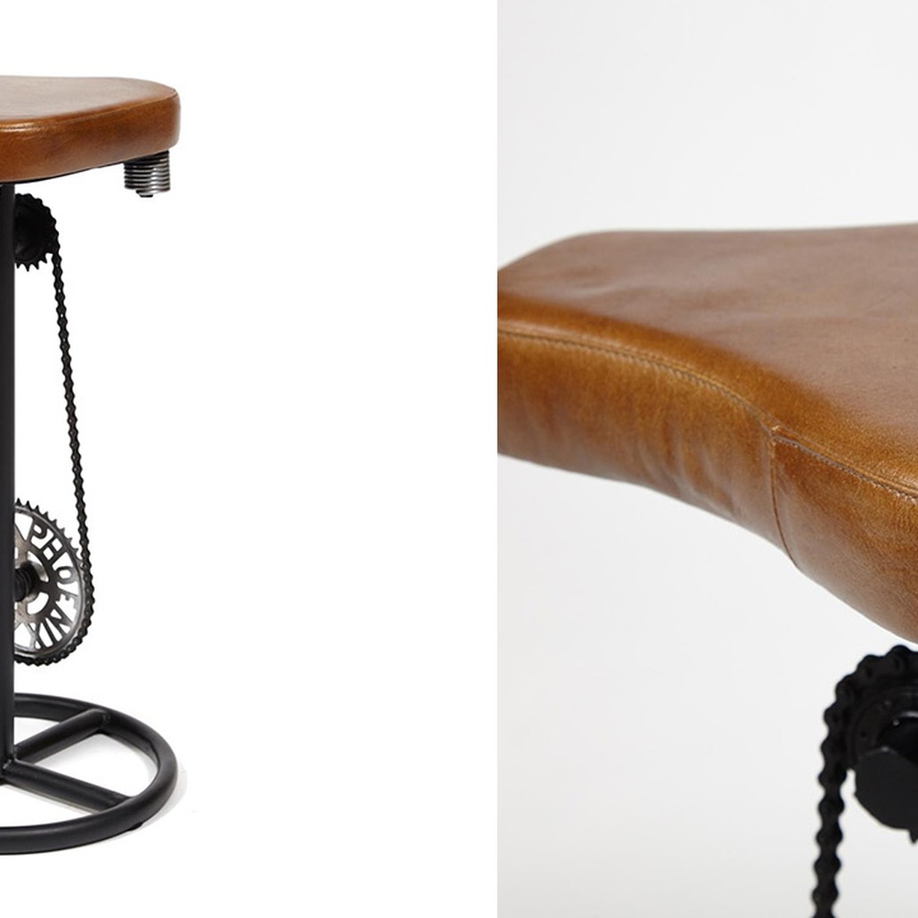 Барный стул с педалями от велосипеда Industrial leather bar stool with bicycle pedals
