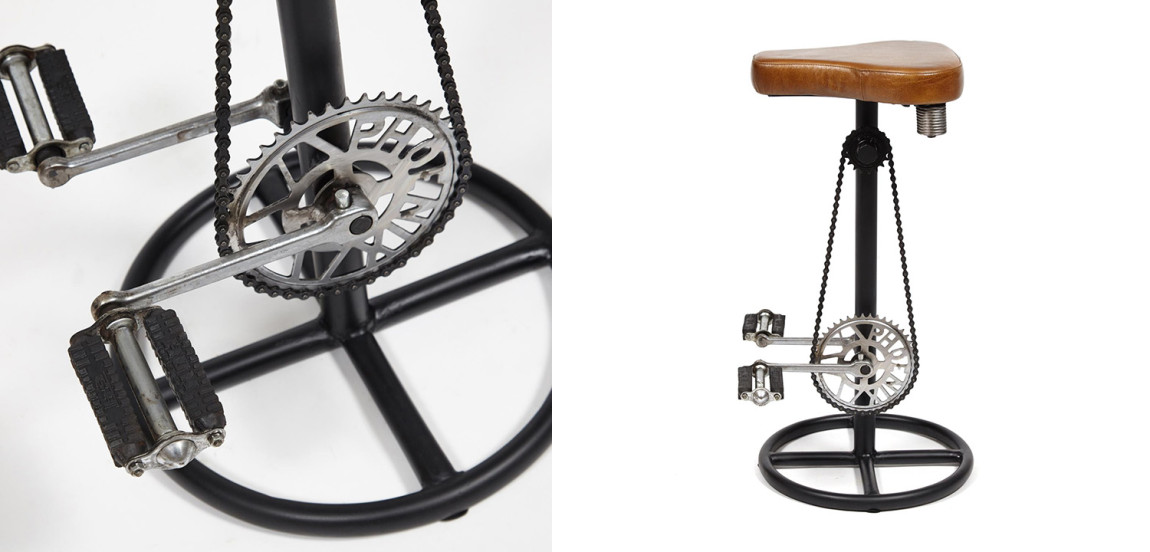 Барный стул с педалями от велосипеда Industrial leather bar stool with bicycle pedals