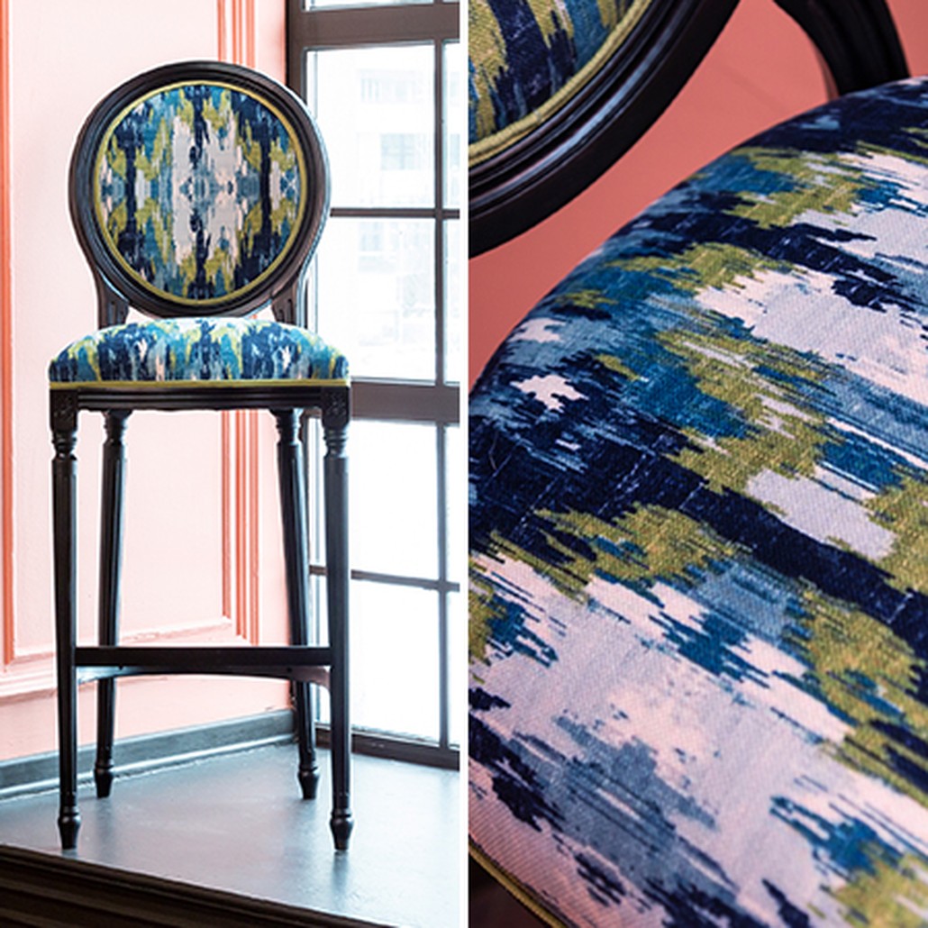 Барный стул с сине-зеленым узором Ikat Pattern