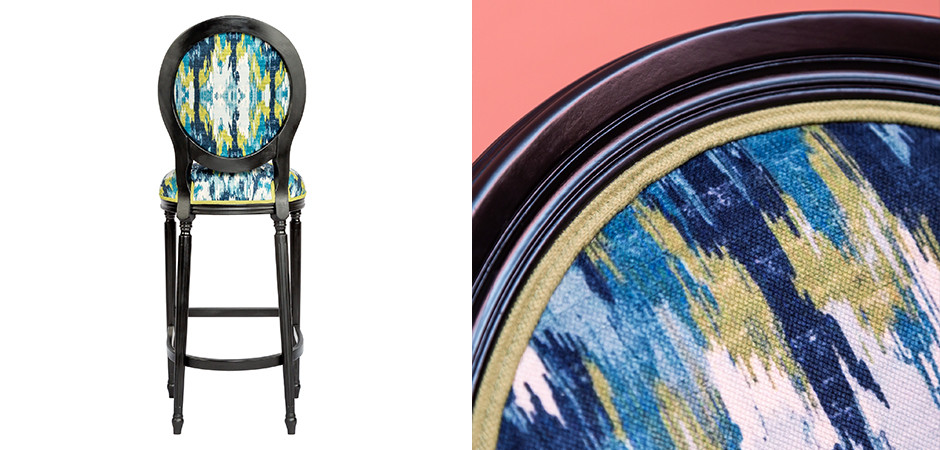 Барный стул с сине-зеленым узором Ikat Pattern