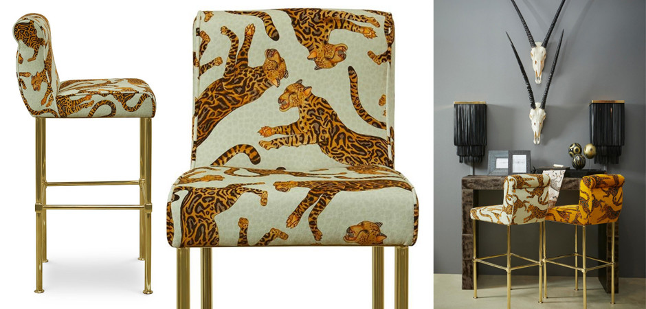 Барный Стул Сафари с орнаментом  Kings Stone Bar Stool