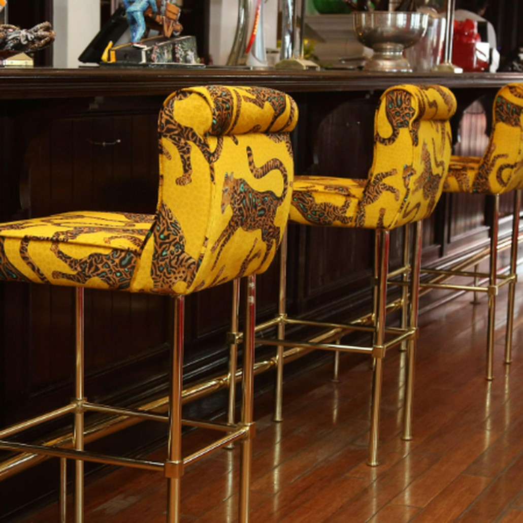 Барный Стул Сафари с орнаментом Kings Gold Bar Stool Оранжевый