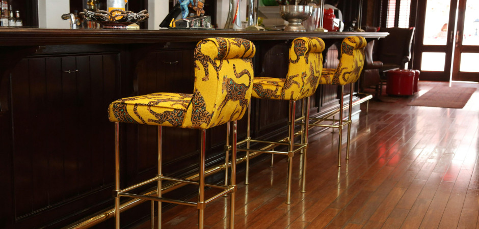 Барный Стул Сафари с орнаментом Kings Gold Bar Stool Оранжевый