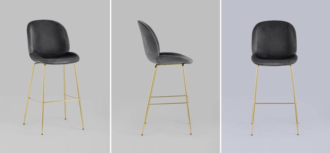 Барный Стул Серый Велюр Vendramin Chair