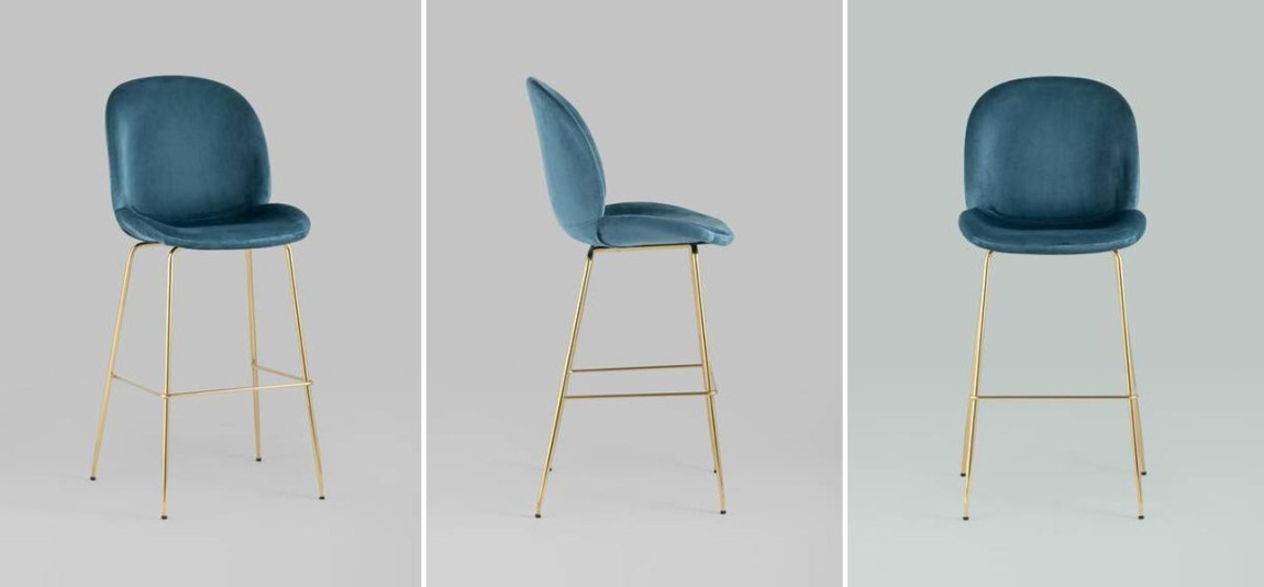 Барный Стул Синий Велюр Vendramin Chair