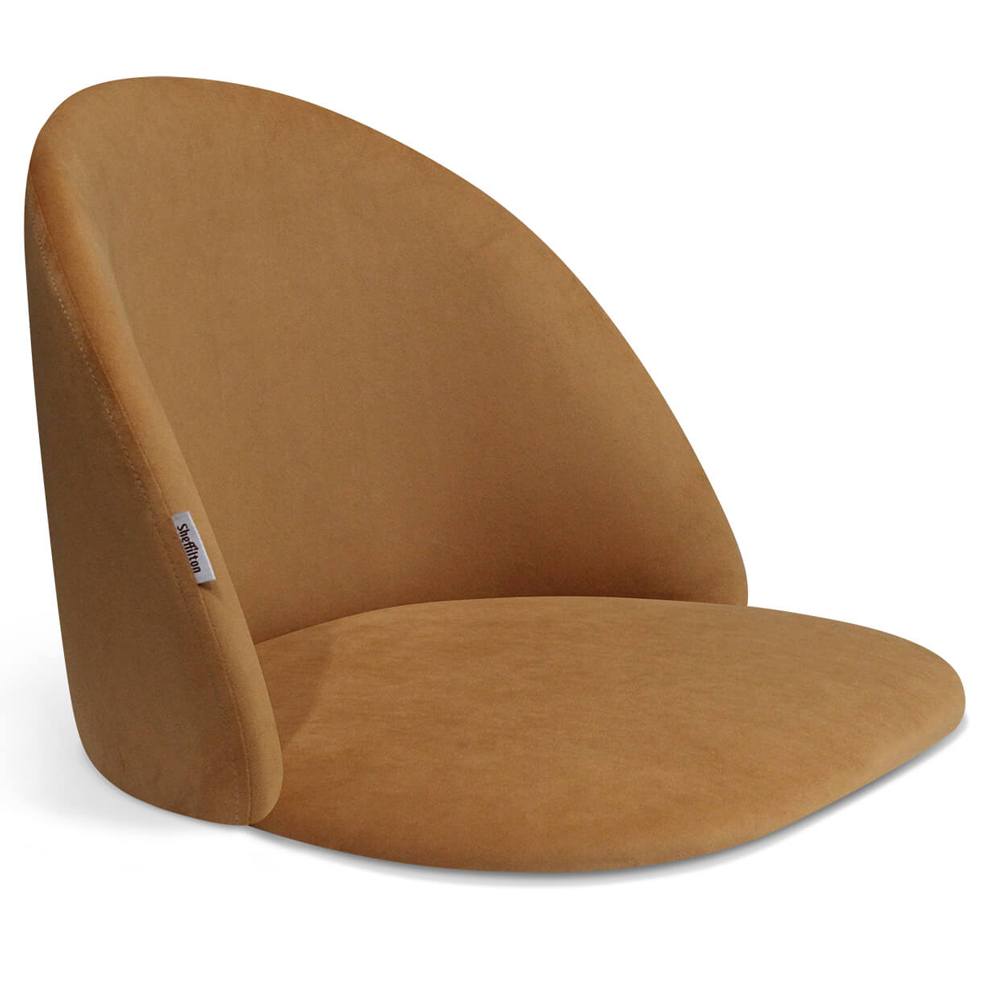 Барный стул со спинкой и металлической подставкой на 3-х деревянных ножках Горчичный Велюр Vendramin Chair