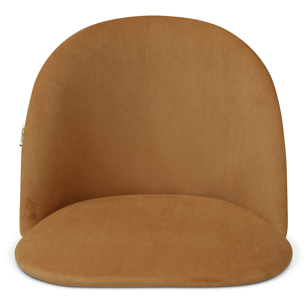 Барный стул со спинкой и металлической подставкой на 3-х деревянных ножках Горчичный Велюр Vendramin Chair