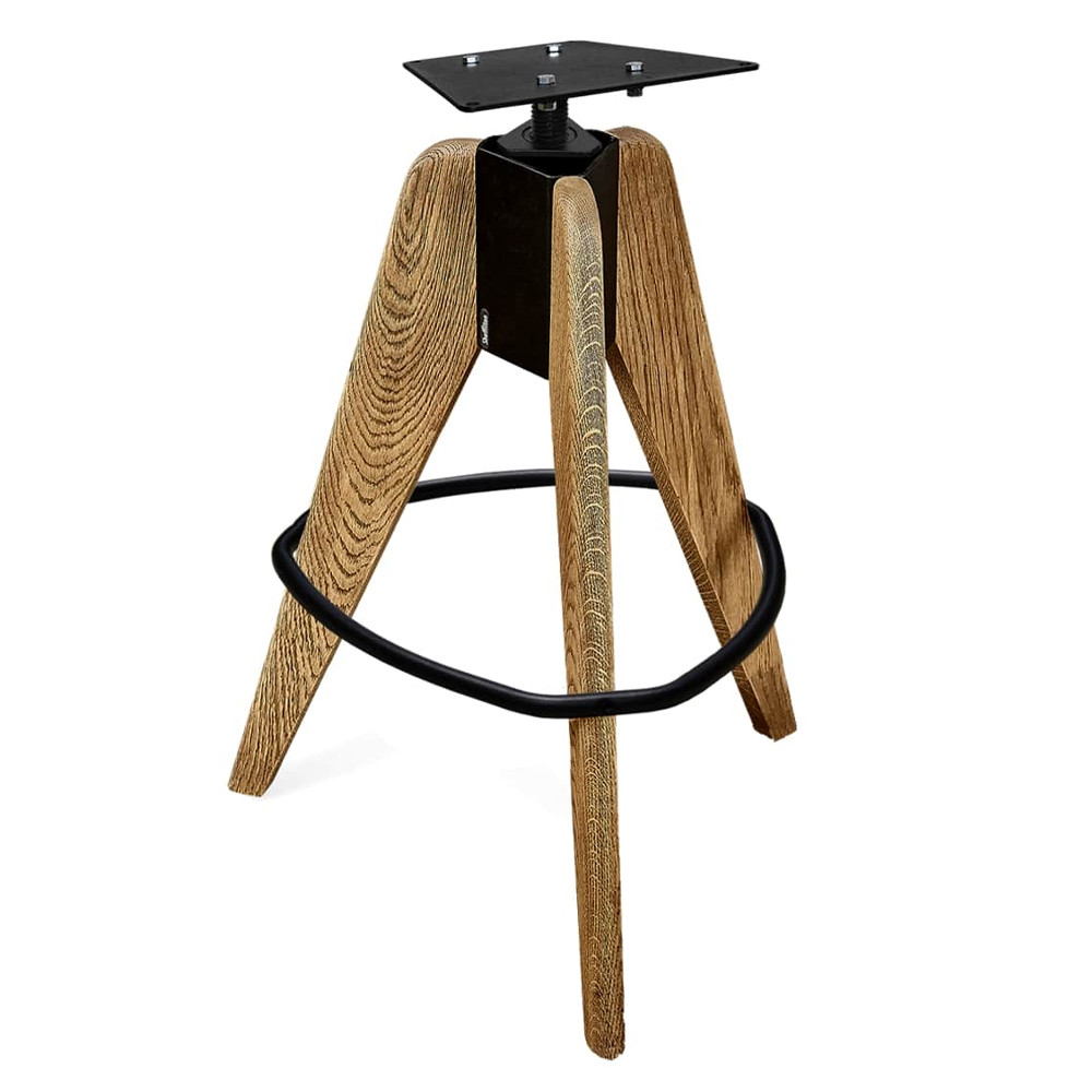 Барный стул со спинкой и металлической подставкой на 3-х деревянных ножках Горчичный Велюр Vendramin Chair