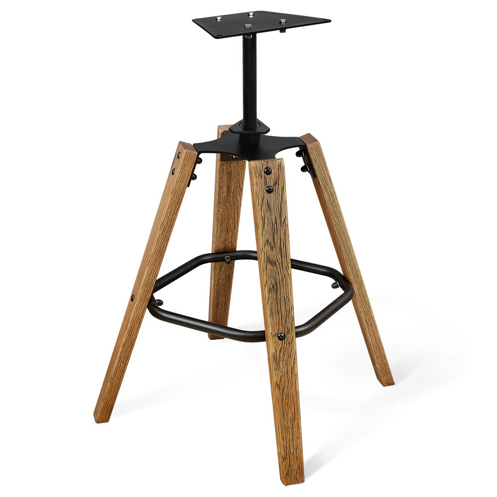 Барный стул со спинкой и металлической подставкой на 4-х деревянных ножках Бежевый Велюр Vendramin Chair