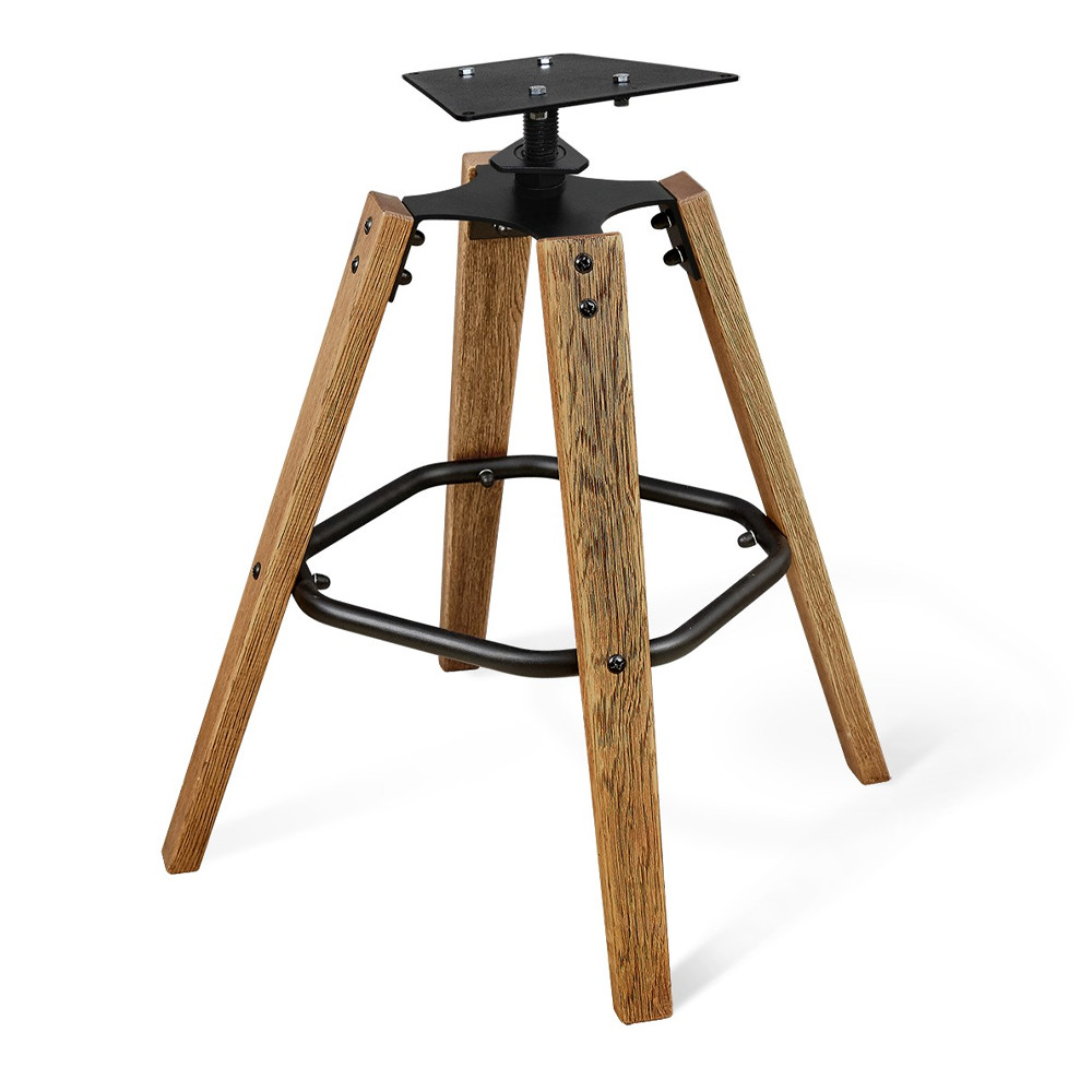 Барный стул со спинкой и металлической подставкой на 4-х деревянных ножках Бежевый Велюр Vendramin Chair