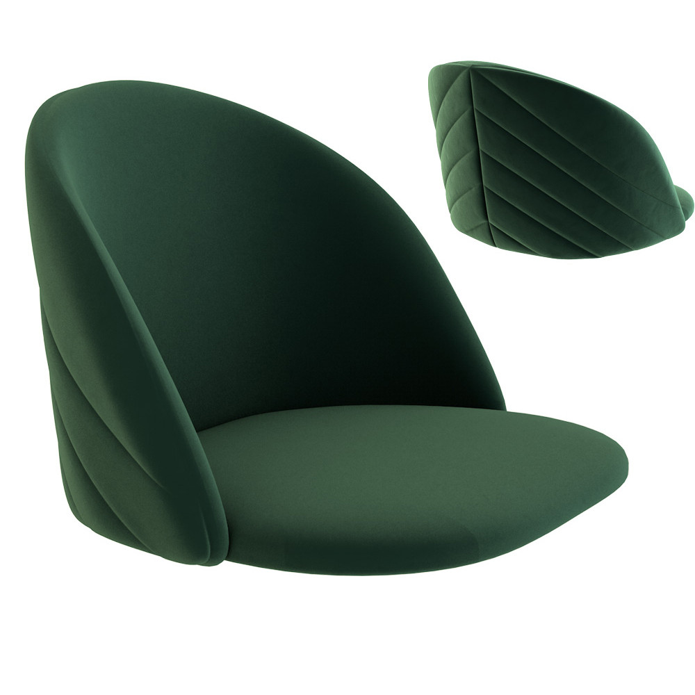 Барный стул со спинкой и металлической подставкой на 4-х деревянных ножках Зеленый Велюр Vendramin Chair