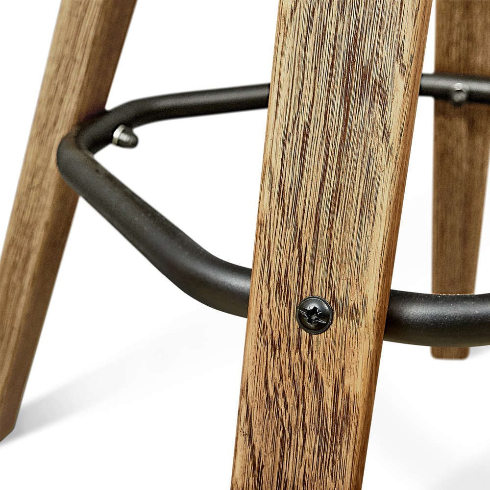 Барный стул со спинкой и металлической подставкой на 4-х деревянных ножках Зеленый Велюр Vendramin Chair