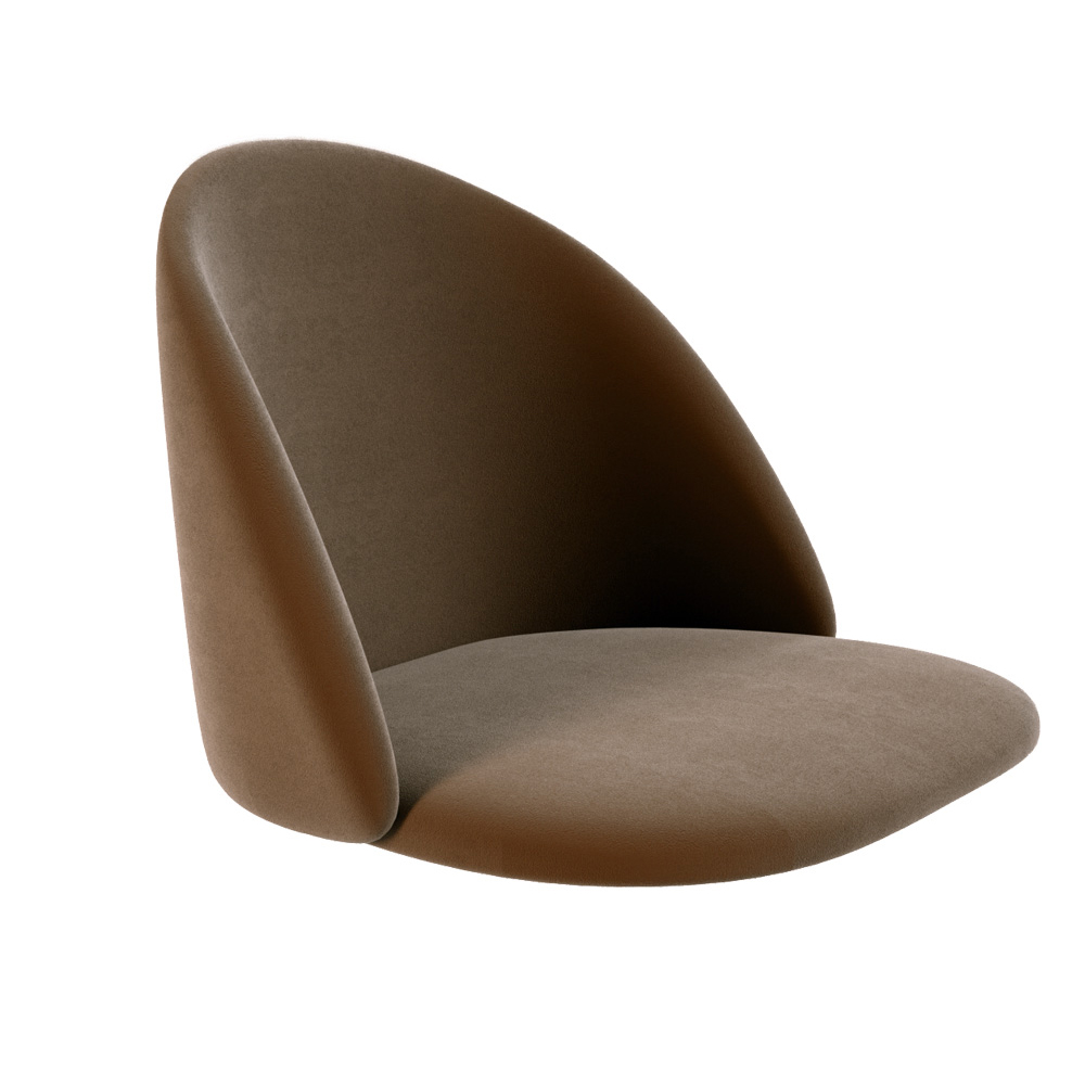 Барный стул со спинкой и металлической подставкой на 4-х деревянных ножках Коричневый Велюр Vendramin Chair