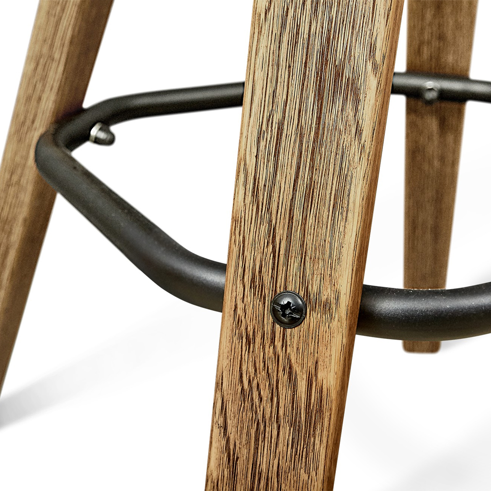 Барный стул со спинкой и металлической подставкой на 4-х деревянных ножках Коричневый Велюр Vendramin Chair