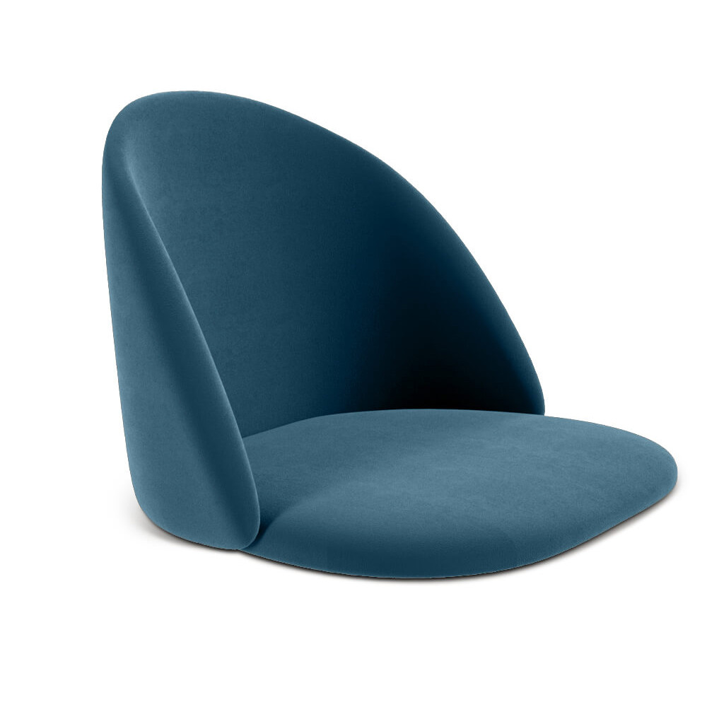 Барный стул со спинкой и металлической подставкой на 4-х деревянных ножках Синий Велюр Vendramin Chair