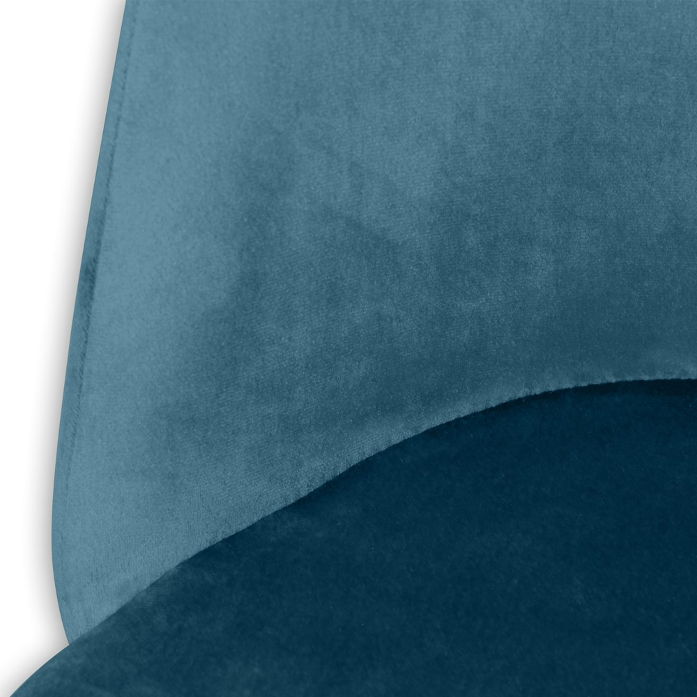 Барный стул со спинкой и металлической подставкой на 4-х деревянных ножках Синий Велюр Vendramin Chair