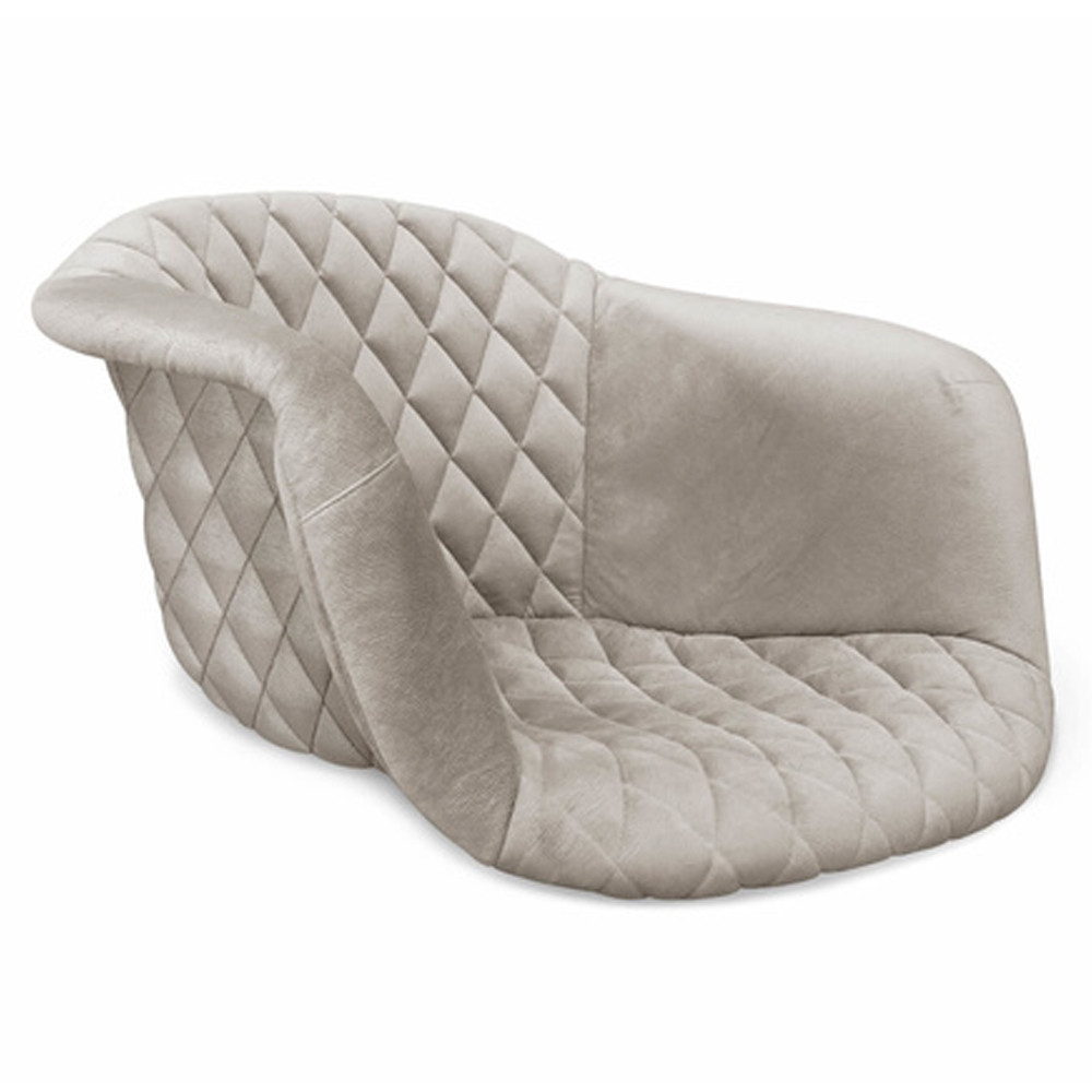 Барный стул со спинкой и мягкой обивкой с ромбами на 4-х деревянных ножках Бежевый Велюр Ava Charm