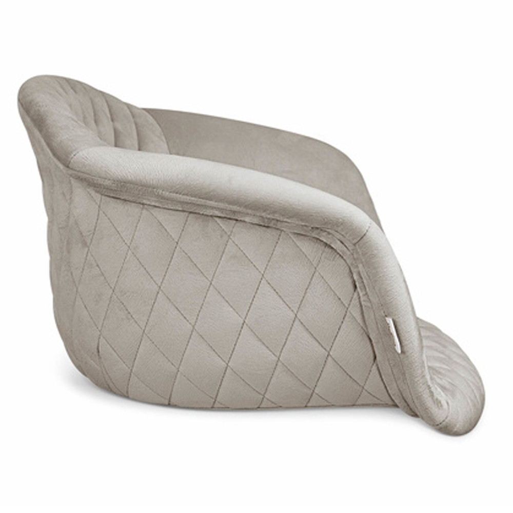 Барный стул со спинкой и мягкой обивкой с ромбами на 4-х деревянных ножках Бежевый Велюр Ava Charm