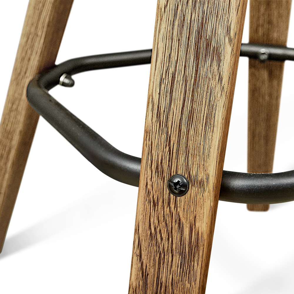 Барный стул со спинкой и мягкой обивкой с ромбами на 4-х деревянных ножках Бежевый Велюр Ava Charm