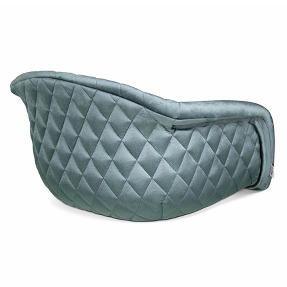 Барный стул со спинкой и мягкой обивкой с ромбами на 4-х деревянных ножках Голубой Велюр Ava Charm