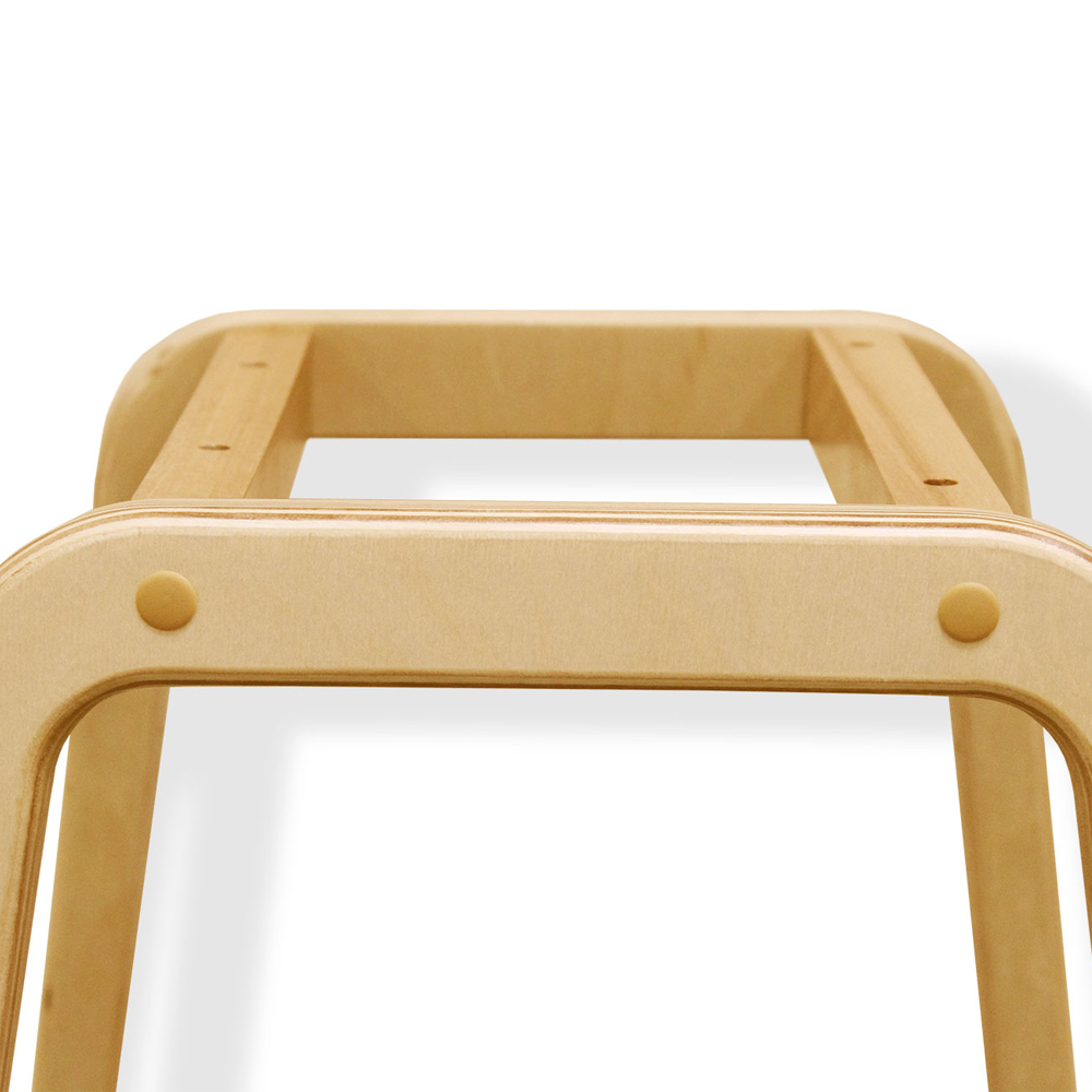 Барный стул со спинкой и мягкой обивкой с ромбами на 4-х деревянных ножках Голубой Велюр Ava Charm