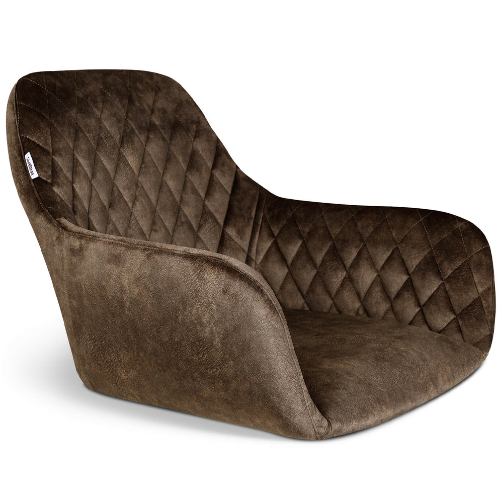 Барный стул со спинкой и подлокотниками на 4-х деревянных ножках Douglas Rhombus Коричневый Велюр