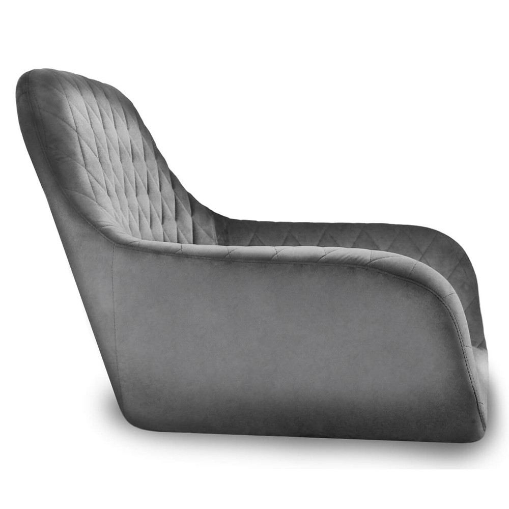 Барный стул со спинкой и подлокотниками на 4-х деревянных ножках Douglas Rhombus Серый Велюр