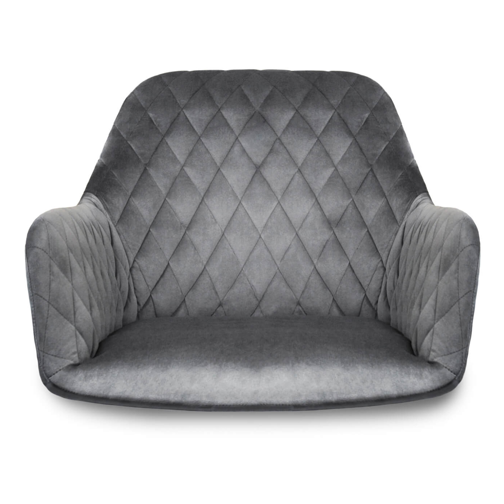 Барный стул со спинкой и подлокотниками на 4-х деревянных ножках Douglas Rhombus Серый Велюр