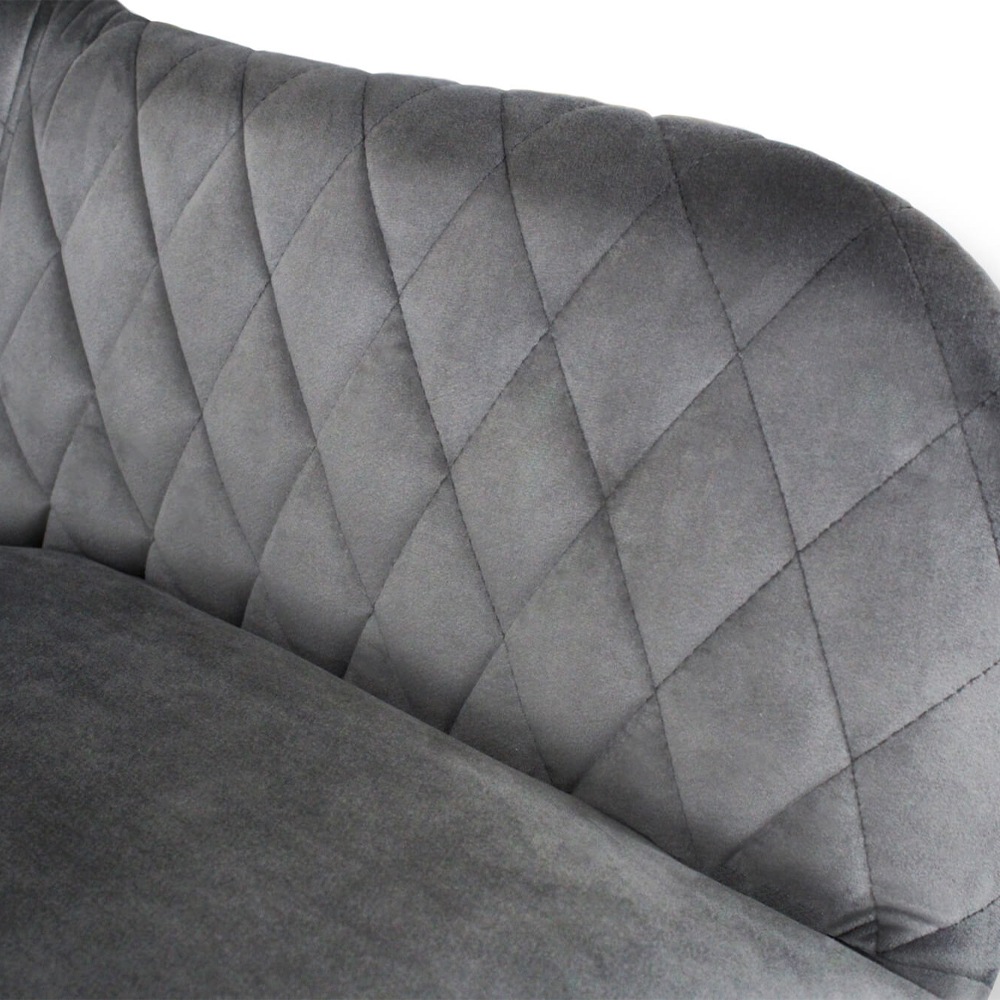 Барный стул со спинкой и подлокотниками на 4-х деревянных ножках Douglas Rhombus Серый Велюр