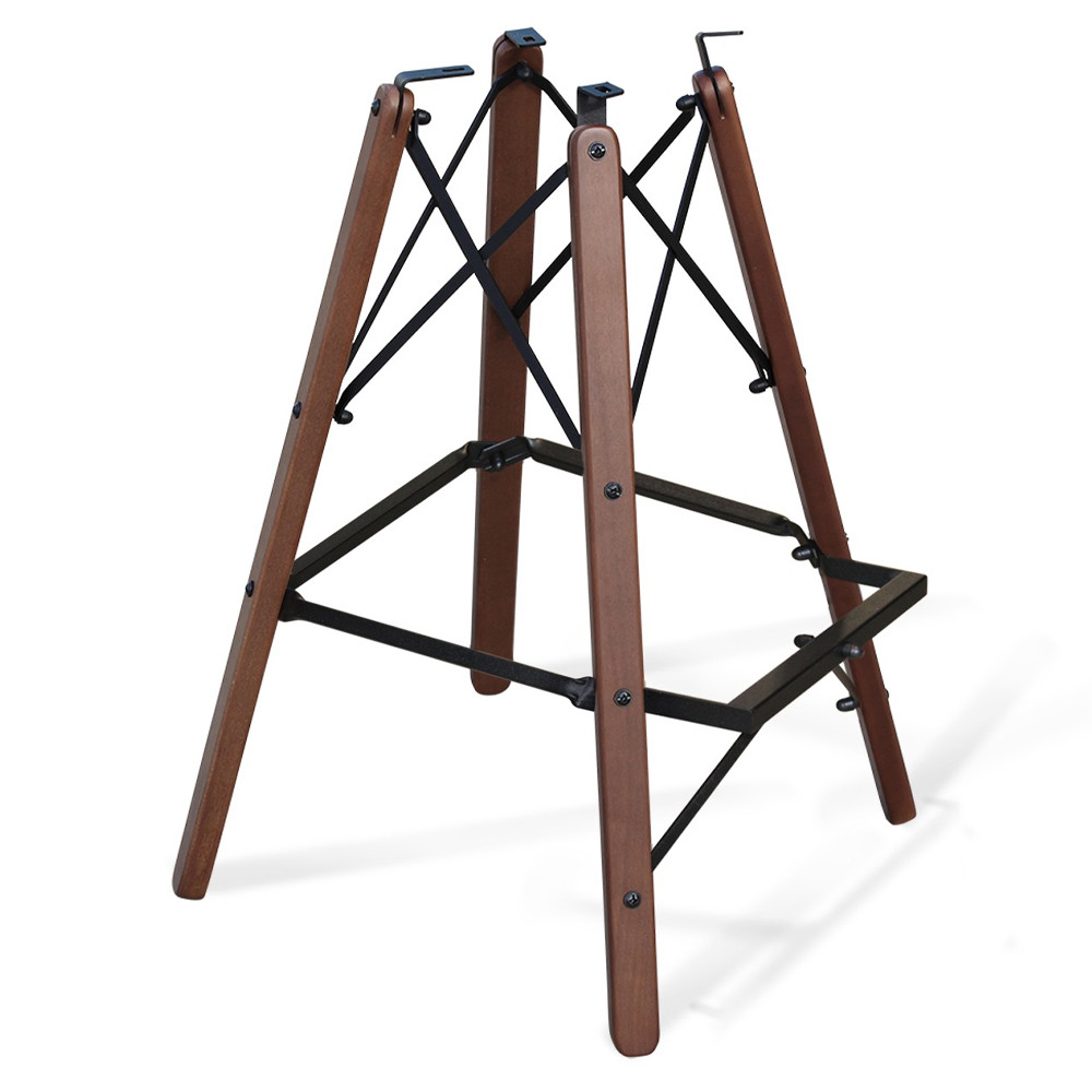 Барный стул со спинкой и подлокотниками на 4-х деревянных ножках Douglas Rhombus Синий Велюр