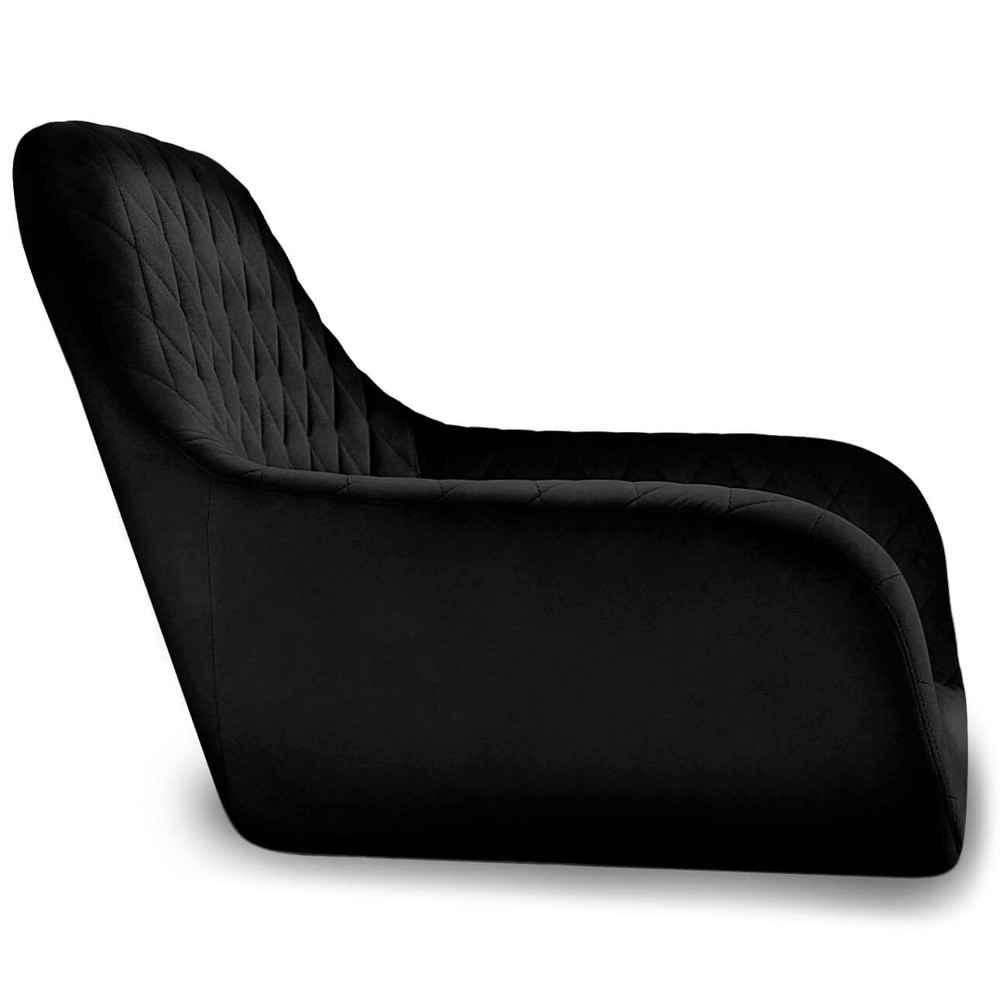 Барный стул со спинкой и подлокотниками на 4-х деревянных ножках Douglas Rhombus Черный Велюр