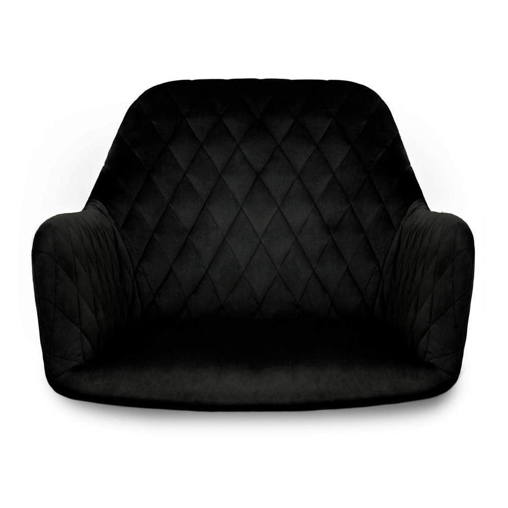 Барный стул со спинкой и подлокотниками на 4-х деревянных ножках Douglas Rhombus Черный Велюр