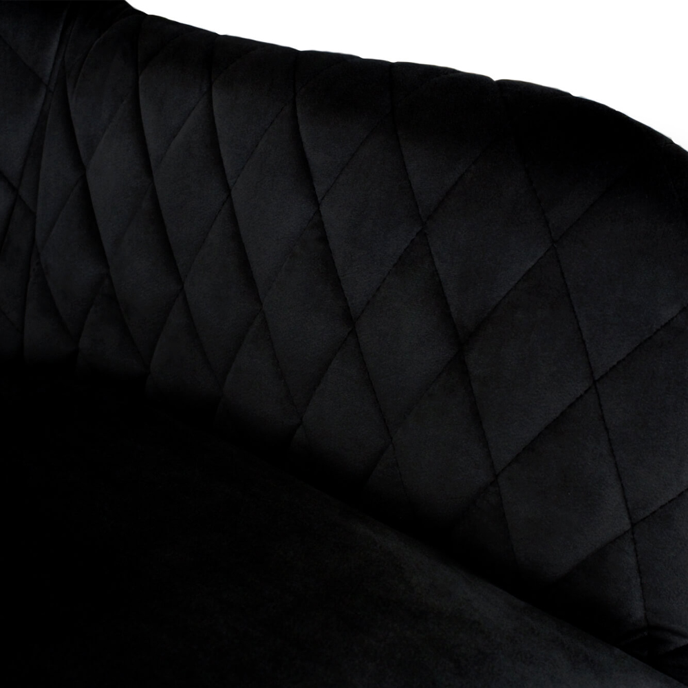 Барный стул со спинкой и подлокотниками на 4-х деревянных ножках Douglas Rhombus Черный Велюр