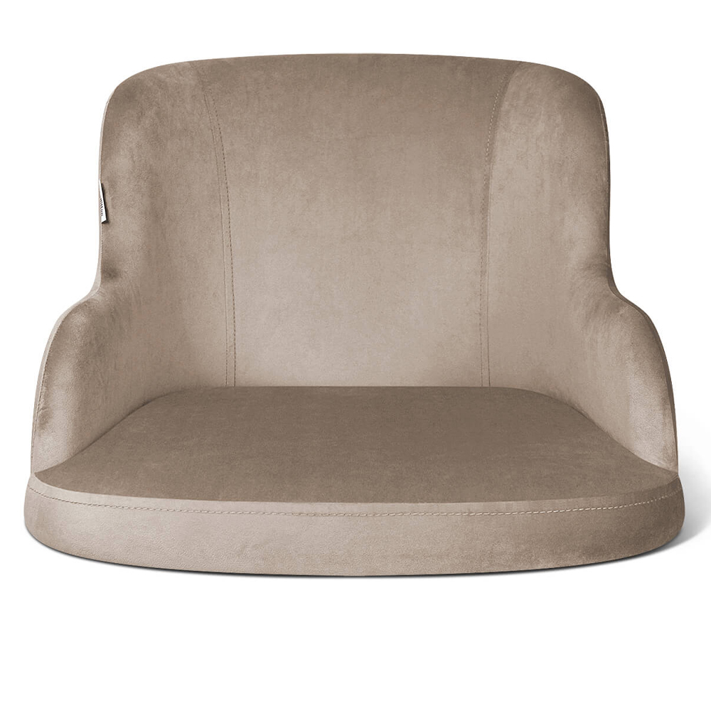 Барный стул со спинкой и подлокотниками на 4-х деревянных ножках Бежевый Велюр Ava Charm