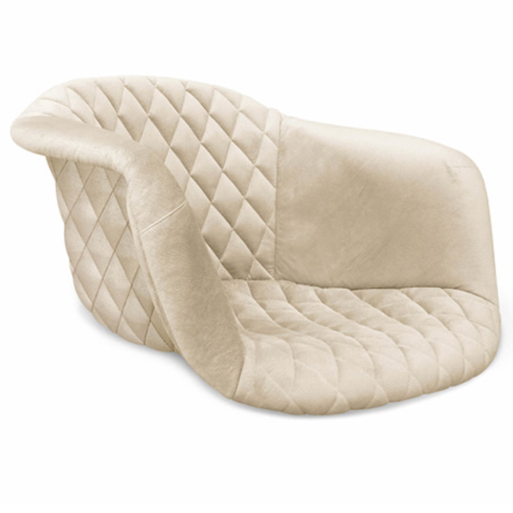 Барный стул со спинкой и подлокотниками на 4-х деревянных ножках Кремовый Велюр Ava Charm