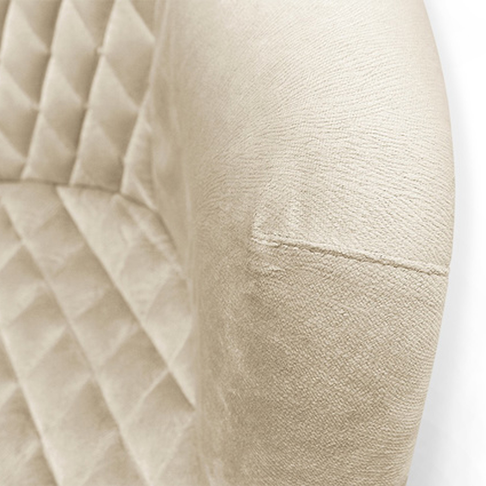 Барный стул со спинкой и подлокотниками на 4-х деревянных ножках Кремовый Велюр Ava Charm