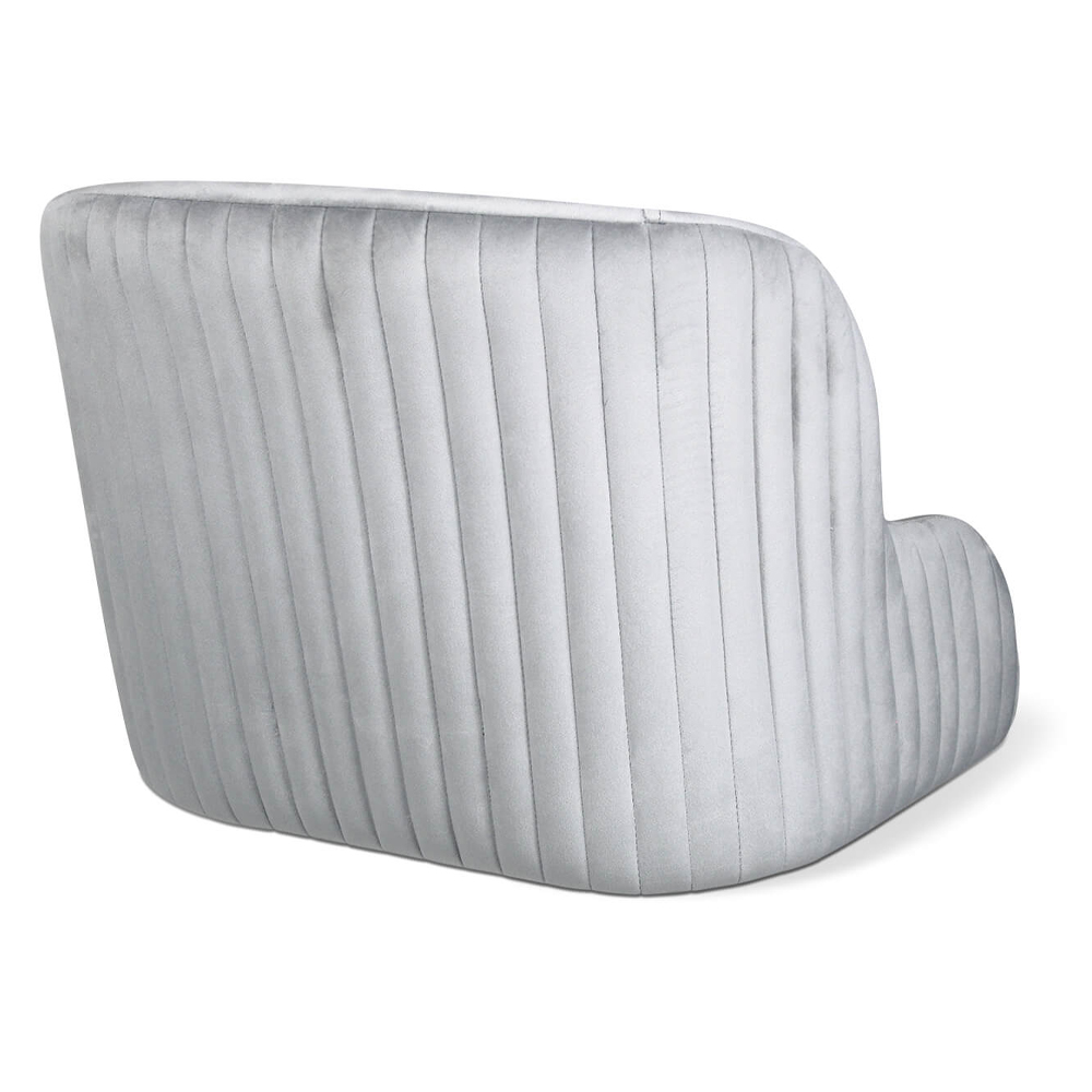 Барный стул со спинкой и подлокотниками на 4-х деревянных ножках Серый Велюр Ava Charm