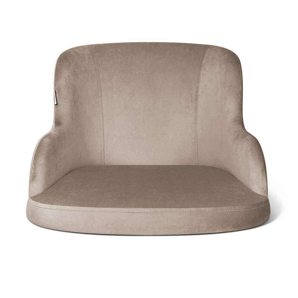 Барный стул со спинкой и подлокотниками на 4-х коричневых ножках Бежевый Велюр Ava Charm