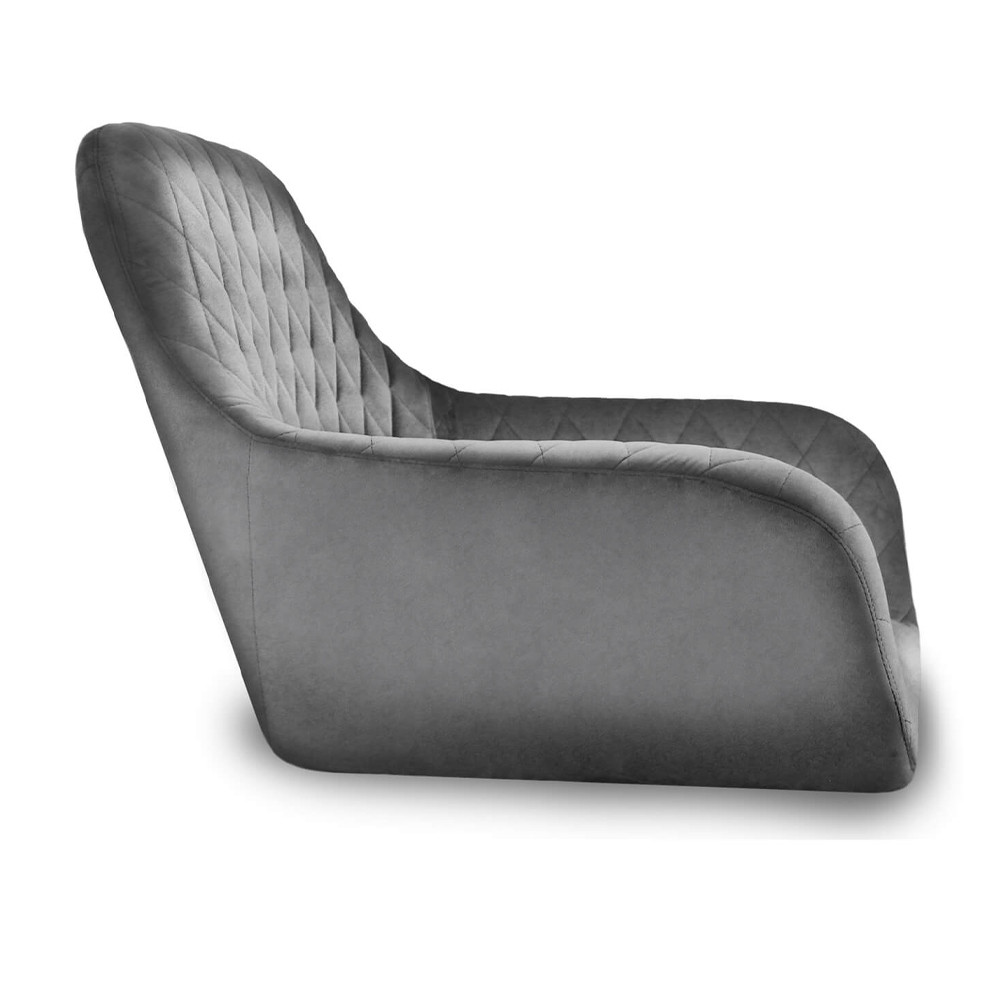 Барный стул со спинкой и подлокотниками на 4-х металлических ножках Douglas Rhombus Серый Велюр