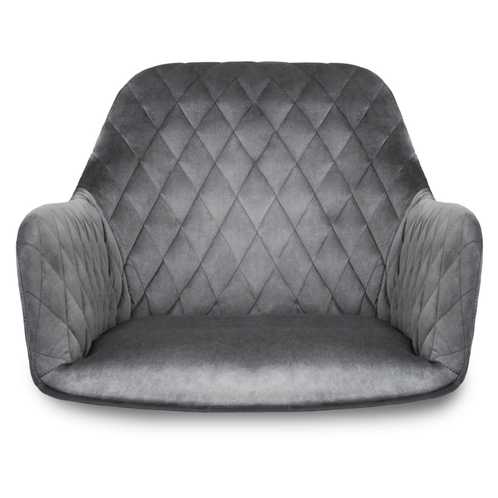 Барный стул со спинкой и подлокотниками на 4-х металлических ножках Douglas Rhombus Серый Велюр