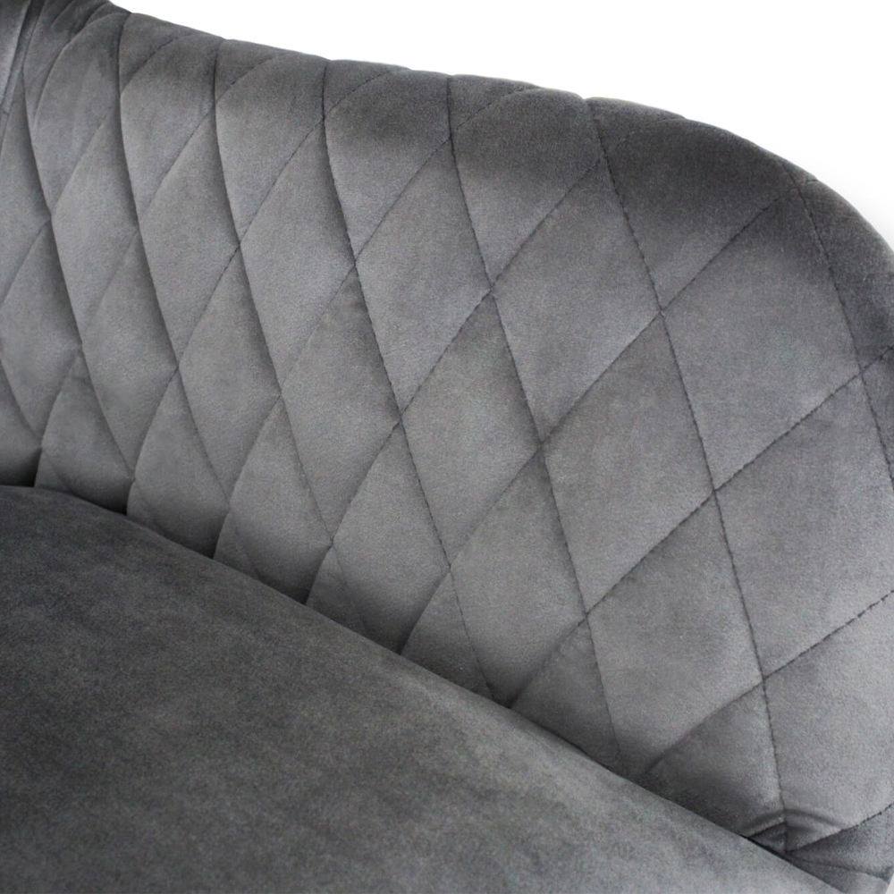 Барный стул со спинкой и подлокотниками на 4-х металлических ножках Douglas Rhombus Серый Велюр