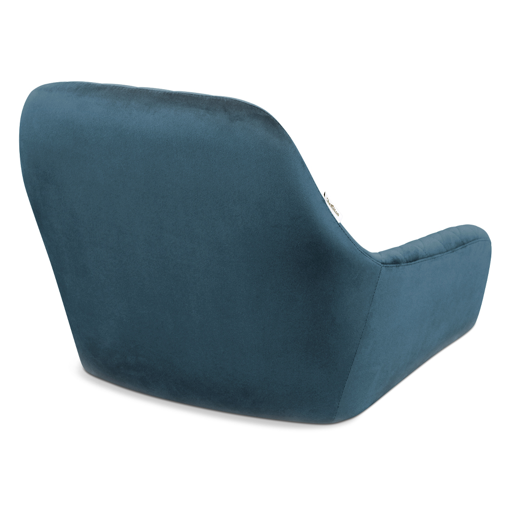 Барный стул со спинкой и подлокотниками на 4-х металлических ножках Douglas Rhombus Синий Велюр