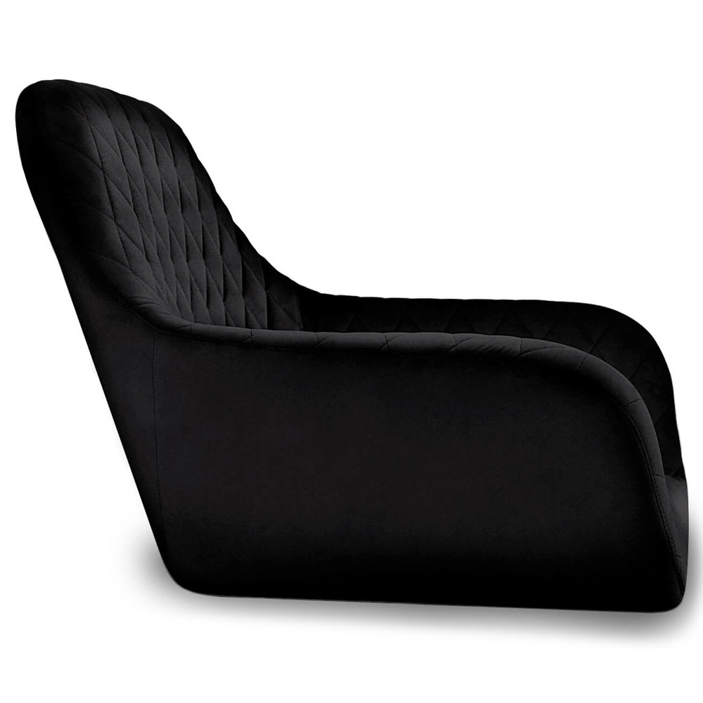 Барный стул со спинкой и подлокотниками на 4-х металлических ножках Douglas Rhombus Черный Велюр